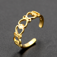 Peishang femmes 14K plaqué or placage 925 argent Sterling coeur bagues d'orteil pour femmes bijoux en gros personnalisé