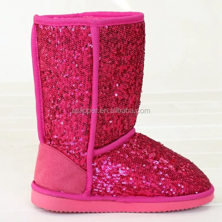 Розово-красные блестящие модные зимние ботинки 2021