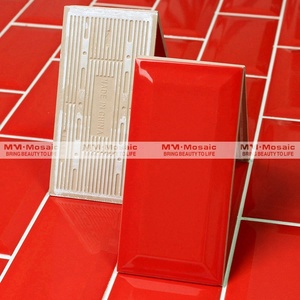 Liquidation de stock : Carreaux de céramique muraux rouges 3x6 à bords biseautés, style métro, pour crédence de cuisine – En vente - Product Image 5