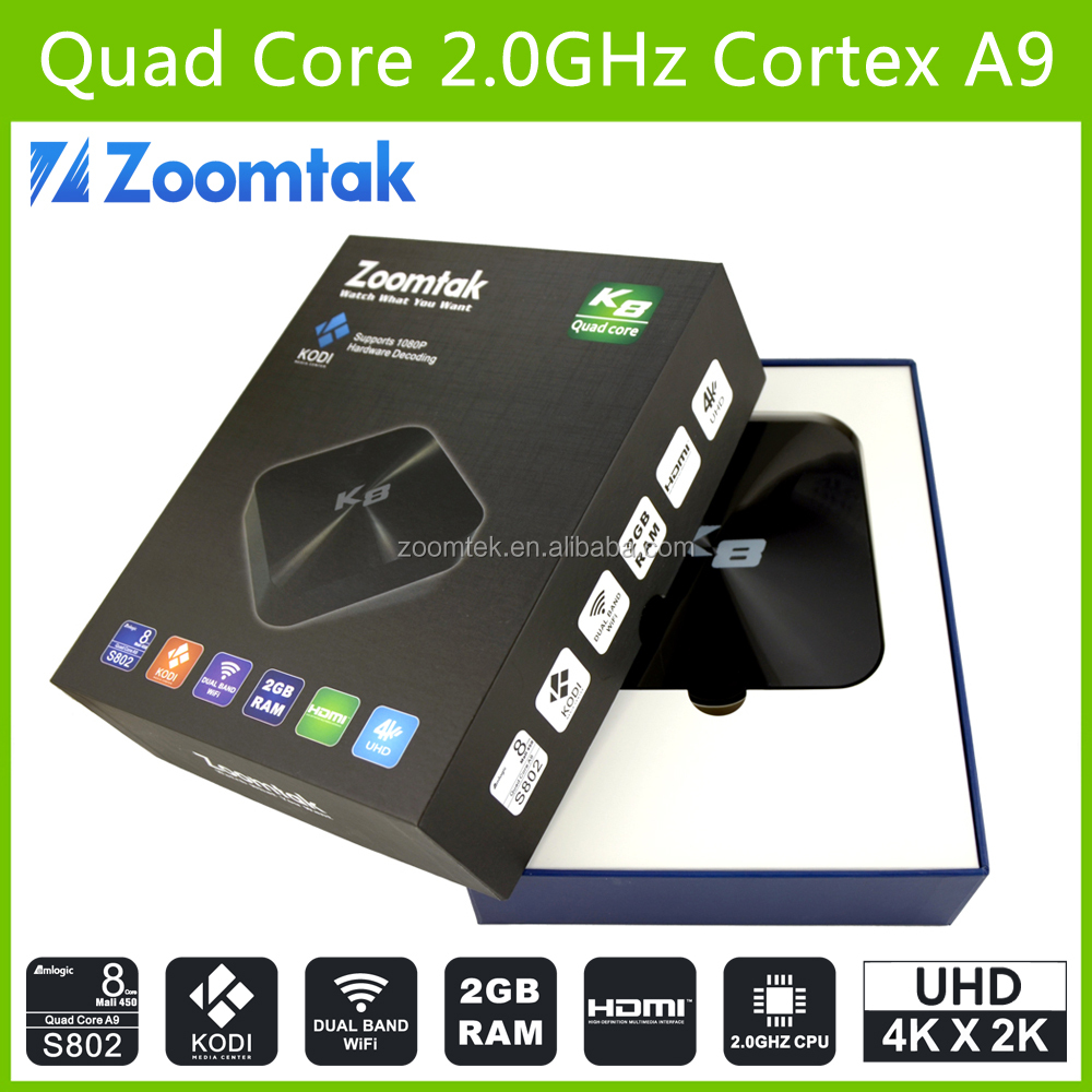 Amlogic S802 quad core 4 K Android tv box con el más nuevo KODI 15.1 preinstalado