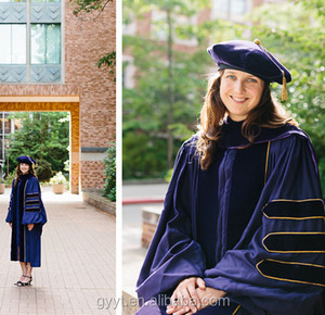 Robe académique Tam pour le diplôme <span class=keywords><strong>de</strong></span> <span class=keywords><strong>doctorat</strong></span> Robe <span class=keywords><strong>de</strong></span> remise <span class=keywords><strong>de</strong></span> diplôme violette - Product Image 6