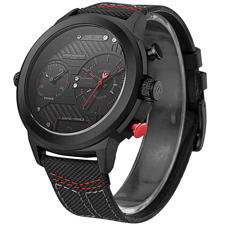 WEIDE Men's Watches Nylon Strap Clock Wristwatch Quartz Calendar Sports Relogio Masculino Watch Men