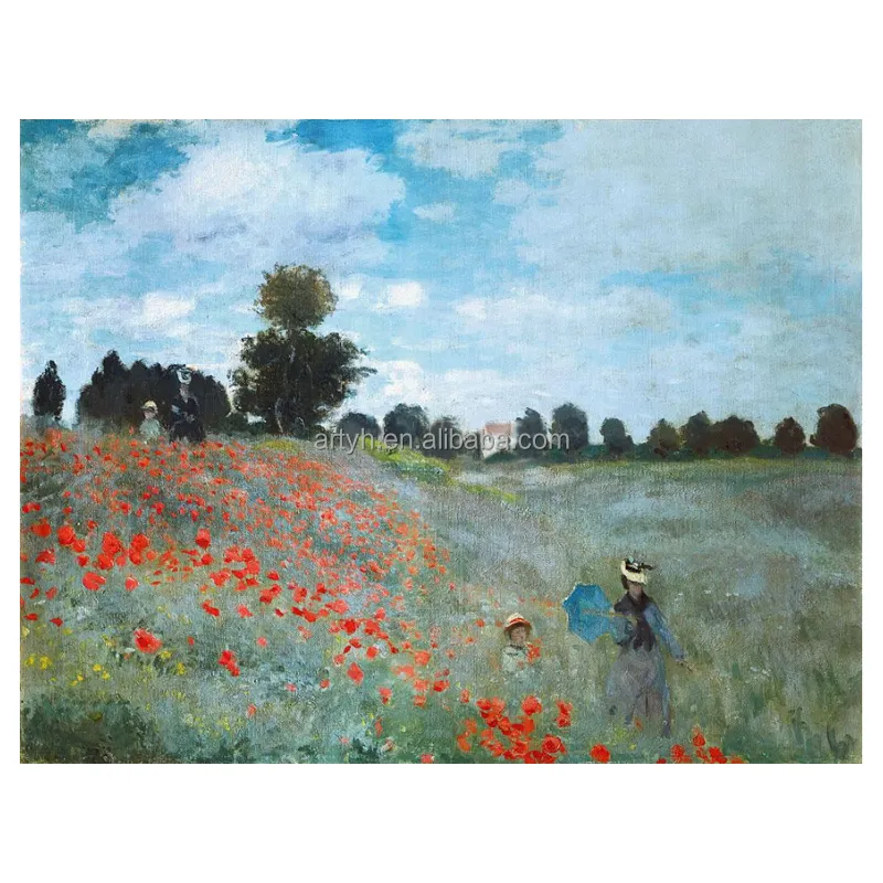 100% Hand-painted Poppy Field Reproduction Painting On Canvas Monet Oil Painting Home Wall Art