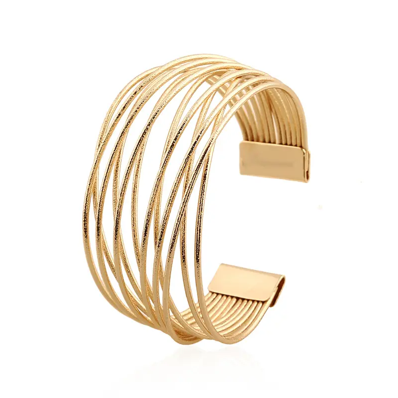 Pulseira de metal dourada feminina, bracelete personalizado para mulheres n80502