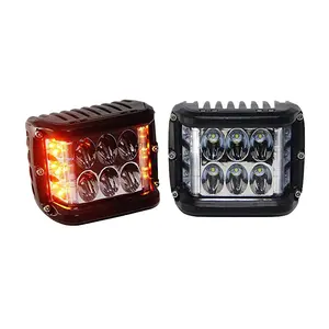 Lampu Senter Led Warna Ganda 10-30v 60W 4X4 12V Led Lampu Mobil Penembak Amber Putih Strobo Mengemudi Offroad Cahaya Bekerja Dapat Diisi Ulang