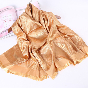 Factory Direct Sale High Quality Golden Women Shawl Scarf Thai Silk Paisley Jacquard Scarf <strong>Head</strong> <strong>Wrap</strong> - Product Image 4