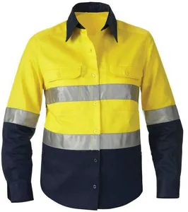 Delle donne/mens camicia di Sicurezza anti-uv camicie da lavoro hi vis 100 cotone camicie da lavoro