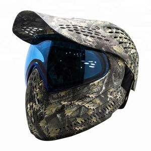 Helm Paintball Camo Headshield dengan Masker Penutup Kepala Penuh dan Perlindungan Kacamata dengan Lensa Cermin Emas - Product Image 1