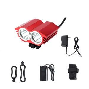 2000流明T6 2发光二极管防水USB充电4800毫安自行车前手电筒自行车头灯头盔自行车灯