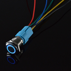 Interrupteur à bouton-poussoir métallique étanche 16 mm, à verrouillage momentané, 1NO 1NC, avec anneau et lumière LED, large tension 9-24V 12V 110V 220V - Product Image 6