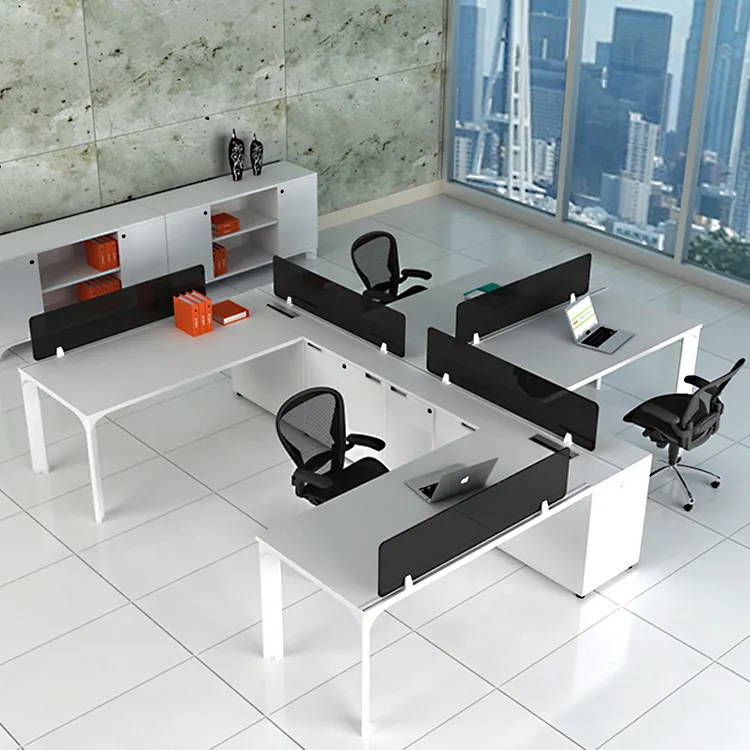 Table de travail extérieure avec écran ouvert, matériel de couleur verte, pour 3 ou plus de personnes, table de bureau commerciale