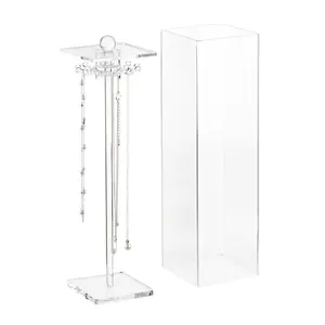 Waterproof Transparent Hanging Jewelry Organizer Stand Box Clear Necklaces Display Rack Acrylic Necklace Holder