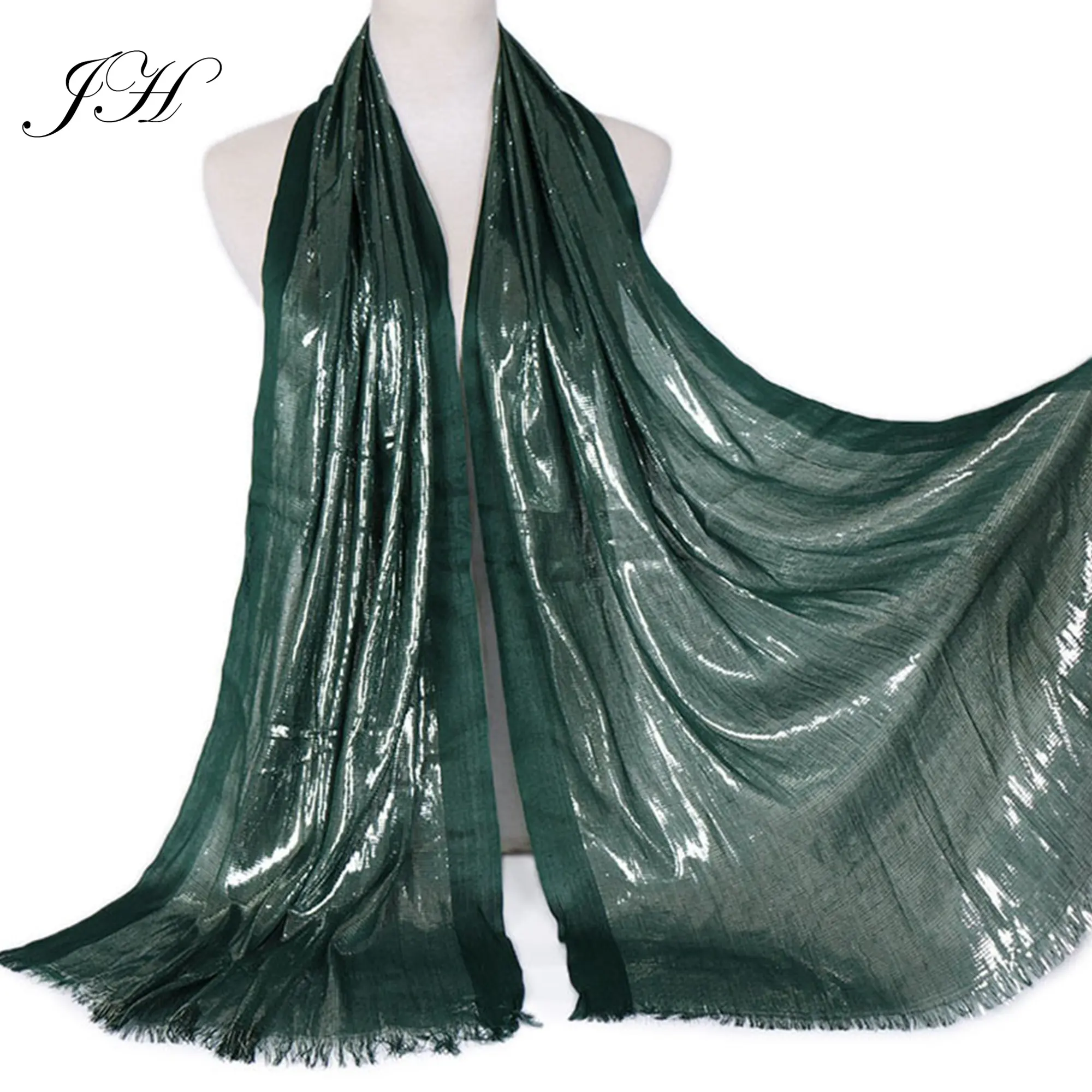 Groothandel 2019 Nieuwe Shimmer Zilveren Lurex Viscose Hijab Sparkle Glanzend Sjaal Pashmina Mode Kwastje Lange Sjaal Wraps Stola