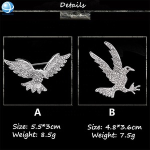 Pin de moda joyería de cristal Starling Rhinestone águila broches plata paz paloma broche Pin para invitación de boda - Product Image 3