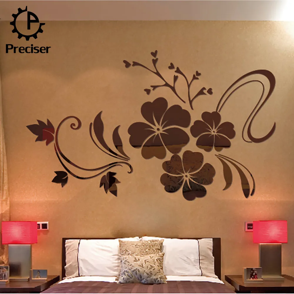 Precise Acrylic 3D Effect Flower Shape Mirror Surface Large Wall Stickers