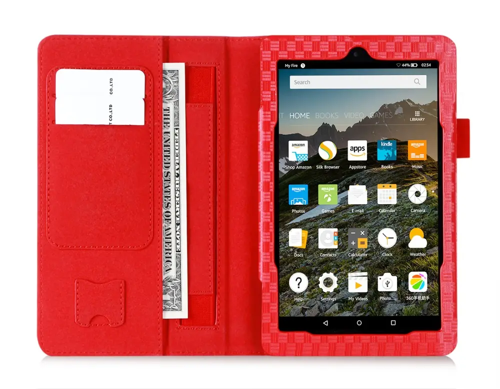 GuangZhou Wholesale RED Fashion Stand And flip Tablet Prodtective case For Amazon Kindle Fire 7 2015