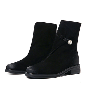 WETKISS-<span class=keywords><strong>Botas</strong></span> de ante de cuero para <span class=keywords><strong>mujer</strong></span>, hechos a mano plano Botines de tacón, estilo clásico italiano, para invierno - Product Image 4