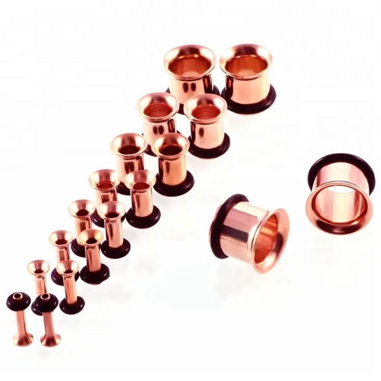 Rose Gold Ear Stretching Gauges Surgical Steel 18PCS Ear Tunnels Stretching Stainless Steel Single Flared Expanders Z001