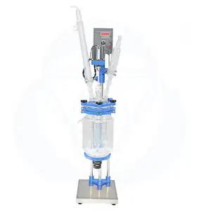 hot sale 500ml to 200l chemical glass reactor with steam jacketed vessel