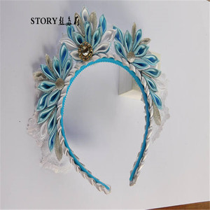 Christmas Teenager Toddler Girls Baby the Ice <strong>Alice</strong> Princess Light Blue Winter Flower Bow Crown Tiara Tsumami Kanzashi <strong>Headbands</strong> - Product Image 3