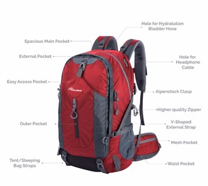 WOQI 40L <span class=keywords><strong>Mochila</strong></span> de senderismo al aire libre Cubierta de lluvia multiusos impermeable para acampar Viajes y caza - Product Image 2