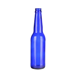 זכוכית 330ml בירה קובלט כחול זכוכית בירה בקבוק עם כתר כובע