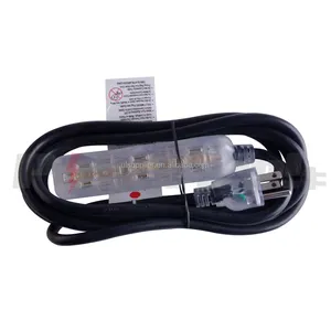 New outdoor 3 outlet transparent housing 14/3 SJTW Black extension cord with indicator light.