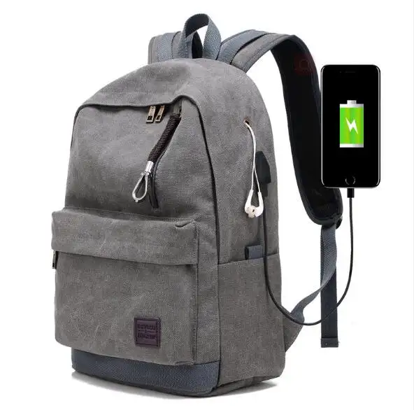 กระเป๋าเป้ผ้าใบโพลีเอสเตอร์มัลติฟังก์ชันชาร์จUSB,กระเป๋าเป้ใส่แล็ปท็อปกระเป๋าใส่โน้ตบุ๊กสำหรับนักเรียน