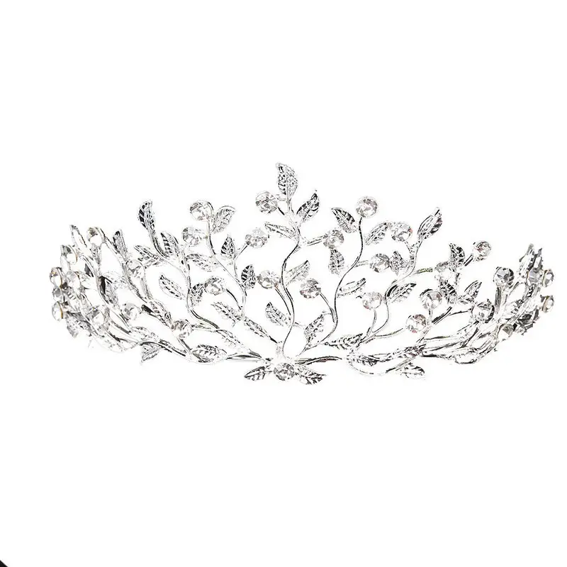 Liontin Pernikahan Pengantin Diamante Kristal Ikat Kepala Berlian Imitasi Mahkota Bunga Pita Tiara Daun Putri Anak Perempuan