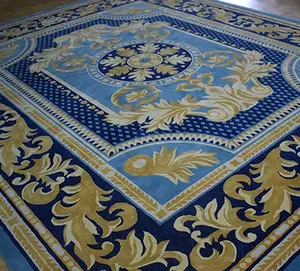 Royal Floral Pattern Wool Carpe For Hotel Bedroom