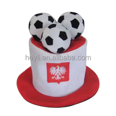 Cheap Poland football fans hat with three small football