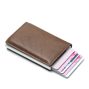 RFID Blocking Aluminum Credit Cards Holder Pouch Box With PU Leather Wallet European Style For Birthday Christmas Business Gifts