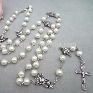 Collana in <span class=keywords><strong>argento</strong></span> con <span class=keywords><strong>rosario</strong></span> religioso personalizzato con collane di perline a croce <span class=keywords><strong>gioielli</strong></span> in plastica per matrimoni - Product Image 1