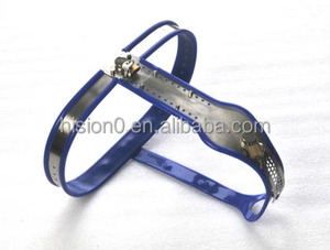 2016 Newest Blue Silicone Stainless Steel T-shape <strong>Chastity</strong> <strong>Belt</strong> With Side Shield Bondage for <strong>Female</strong> - Product Image 4