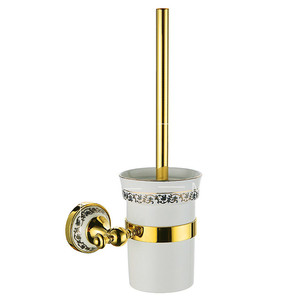 Accessoires de salle de bain en <span class=keywords><strong>laiton</strong></span>, 8 pièces, porte-<span class=keywords><strong>brosse</strong></span> de <span class=keywords><strong>toilette</strong></span> en céramique, brosses de <span class=keywords><strong>toilette</strong></span> murales pour nettoyage - Product Image 2