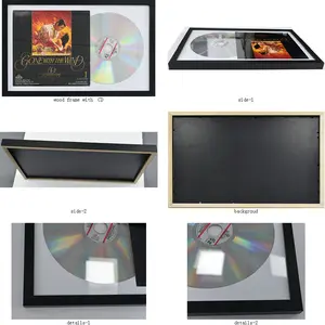 Marco de exhibición de CD de discos de vinilo negro de madera de calidad de 12 pulgadas para colección