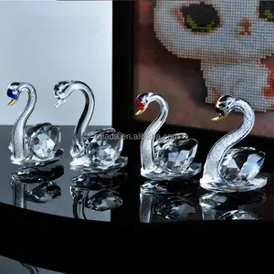 Crystal Glass Animal Swan Figurines Craft Ornament K9 Clear Crystal Swan For Wedding Decoration