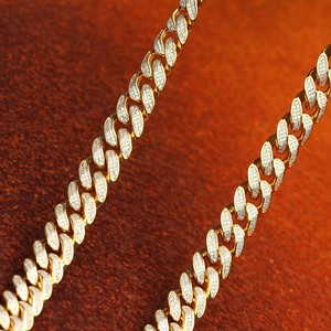 Nuevo 14k chapado <span class=keywords><strong>en</strong></span> oro <span class=keywords><strong>CZ</strong></span> helado cadena de eslabones cubanos hombres hip hop joyeria - Product Image 2