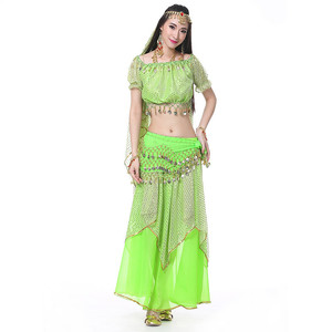 Trajes de cinco piezas de lentejuelas, trajes de actuación de danza del vientre Oriental/árabe con cinturón - Product Image 5