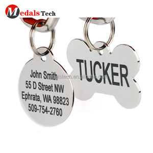 Pet type argent en métal de forme ronde en acier inoxydable chien id gravé tag - Product Image 6