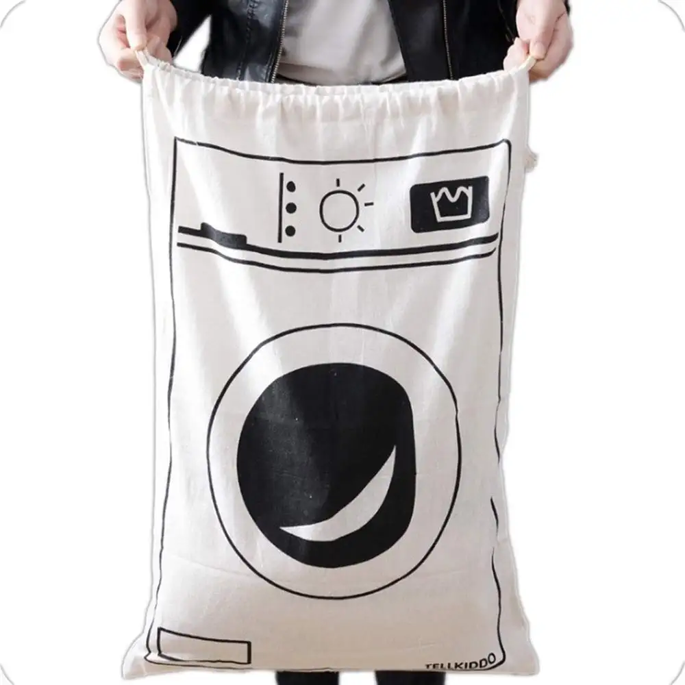 Büyük Giysi Oyuncak Pamuk Kenevir Depolama Kumaş Halat Paket Cep çamaşır torbası
