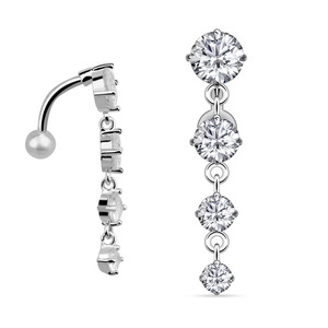 Set di 8 Anelli per <span class=keywords><strong>Ombelico</strong></span> in Acciaio Inossidabile 316L con Zirconi e Perle, Gioielli Sexy per Piercing al Corpo da Donna, Pendenti per <span class=keywords><strong>Ombelico</strong></span> per Matrimonio - Product Image 4