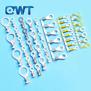 Ring tongue não isolados de cobre spade crimp terminal conector sem solda, sem isolamento diferentes tipos de terminais de cabos