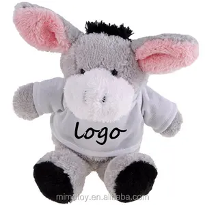 Burro de peluche personalizado con LOGO de marca, juguete de peluche suave de burro