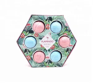 Flamant Oeuvres papier boîte Sel boules Spa nom bombe de bain cadeau ensemble