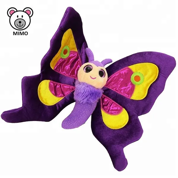 2019 рекламная Красивая пурпурная плюшевая игрушка-бабочка с большими глазами, небольшой минимальный объем заказа, милая плюшевая мягкая игрушка-бабочка