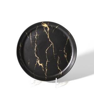 2021 novo Porcelana Talheres Mate Cerâmica Peixe Restaurante <span class=keywords><strong>Coupe</strong></span> Placa Redonda Prato de Ouro Negro