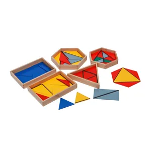 حار بيع الطفل التعليمية مونتيسوري لعبة خشبية المثلثات البناء مع 5 صناديق