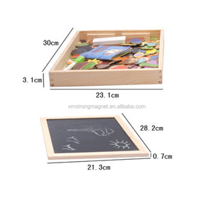Rompecabezas de madera multifunción para niños, tablero magnético de dibujo, <span class=keywords><strong>pizarra</strong></span>, juguetes educativos de aprendizaje - Product Image 2