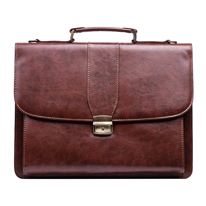 2023 Pu leather bags business brown travel tote men business lawyer hard briefcase